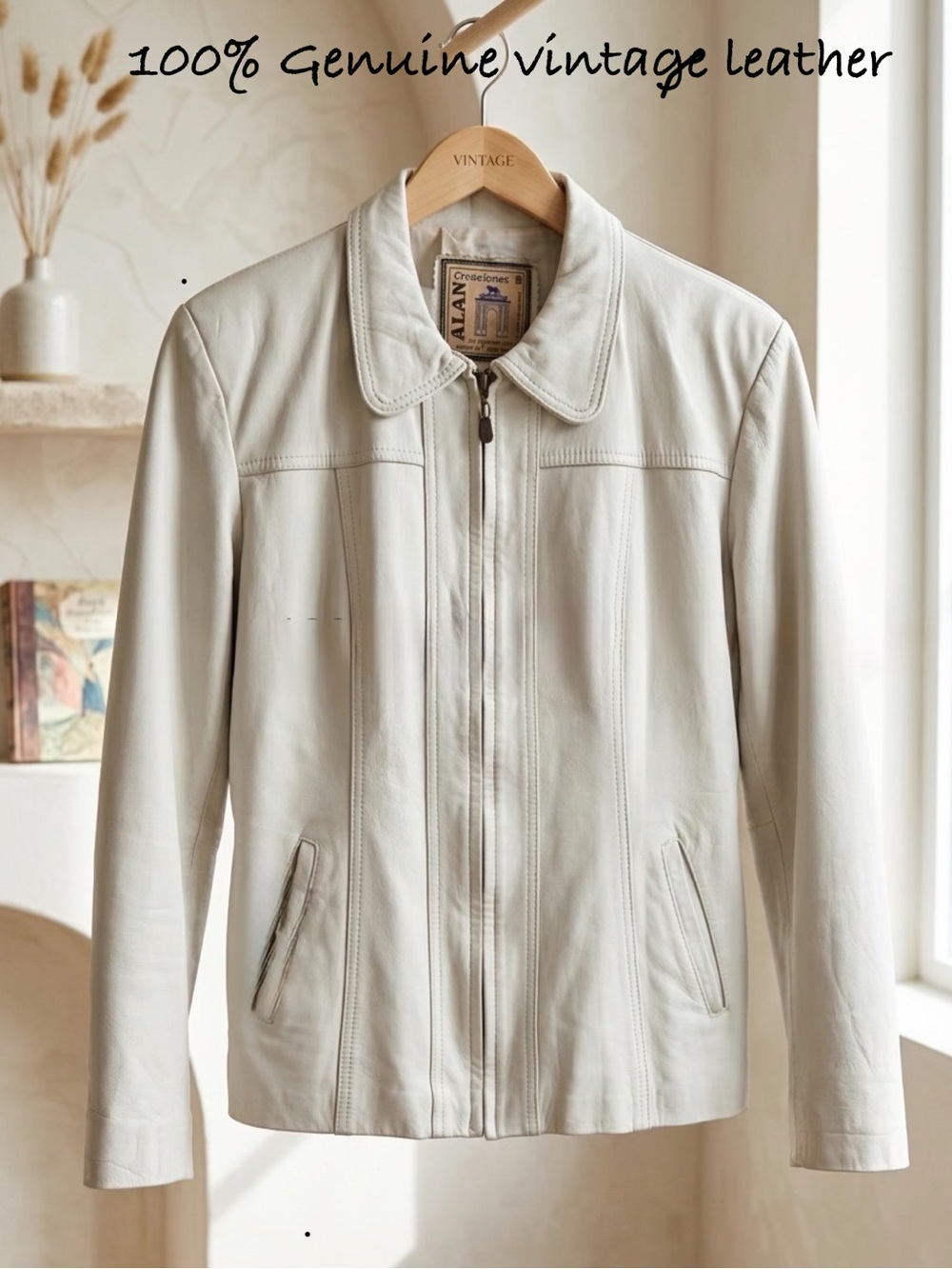 Vintage Genuine Leather women's Jacket in Off-White